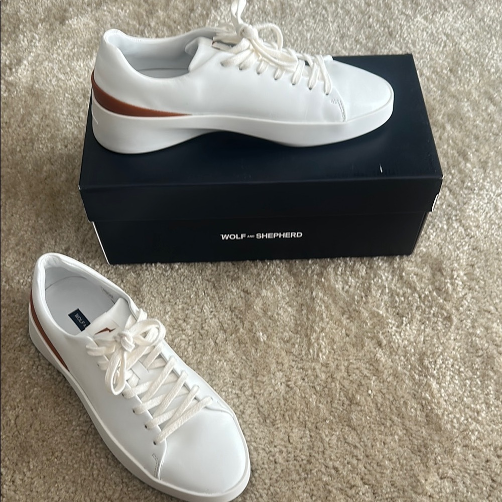 Wolf and Shepherd Cruise Lo White and Brown Leather Men's Shoes